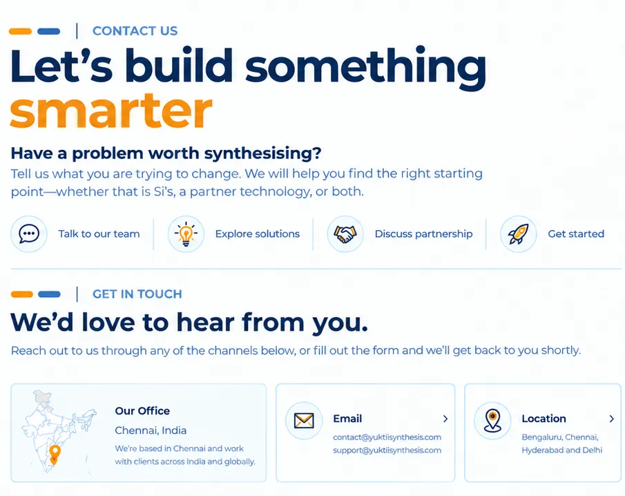 Contact us — Let’s build something smarter. Contact details and ways to get in touch.